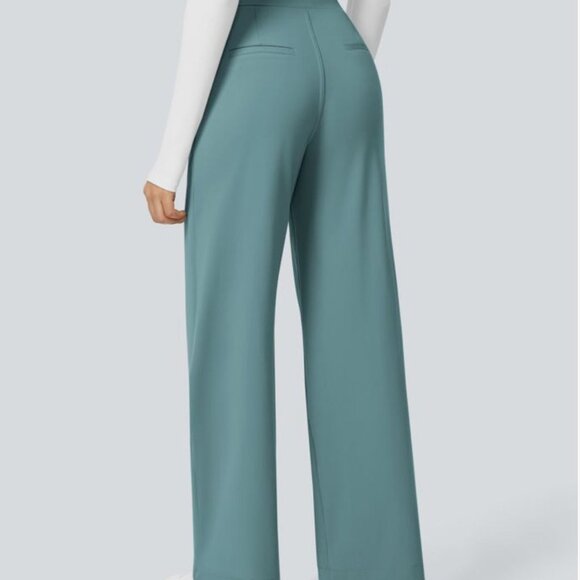 Halara High Waisted Plicated Side Pocket Straight Leg Work Pants Sz XL Tall Wome - Picture 3 of 10